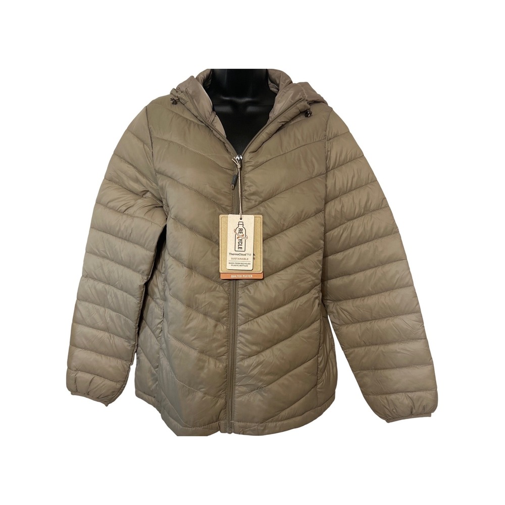 ZEROXPOSUR Quilted Puffer Jacket Hooded Dry Wheat Recycled Fill Women's Size M
